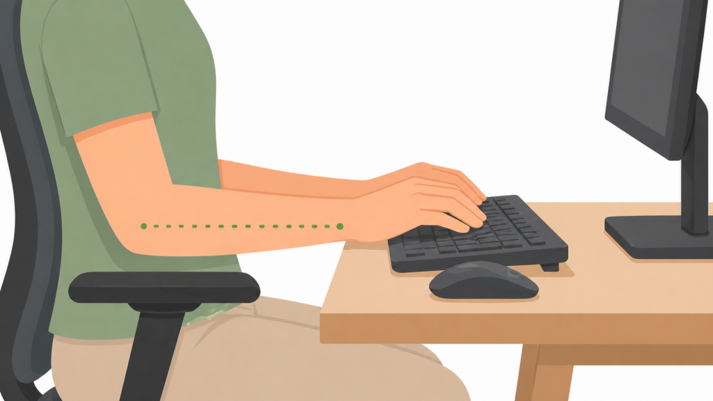 correct keyboard position for desk ergonomics