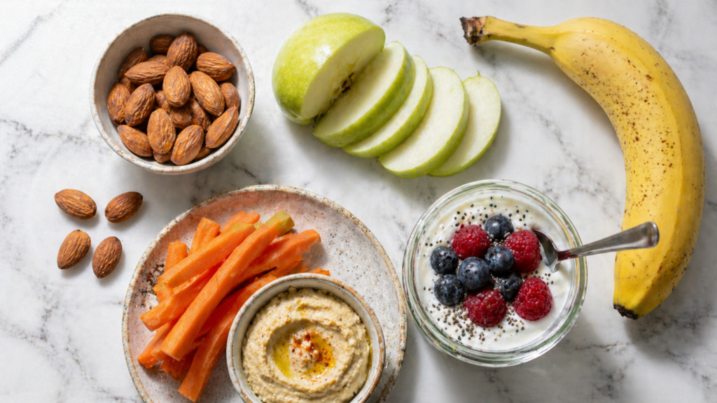 energy boosting foods — healthy snack selection for sustained energy