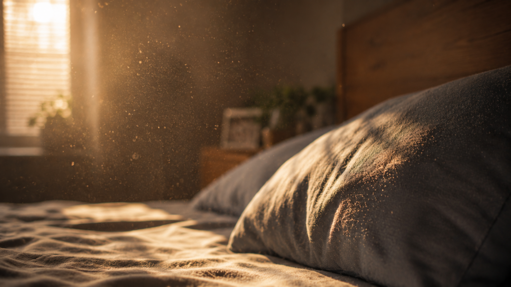 dust and sleep quality problems in bedroom