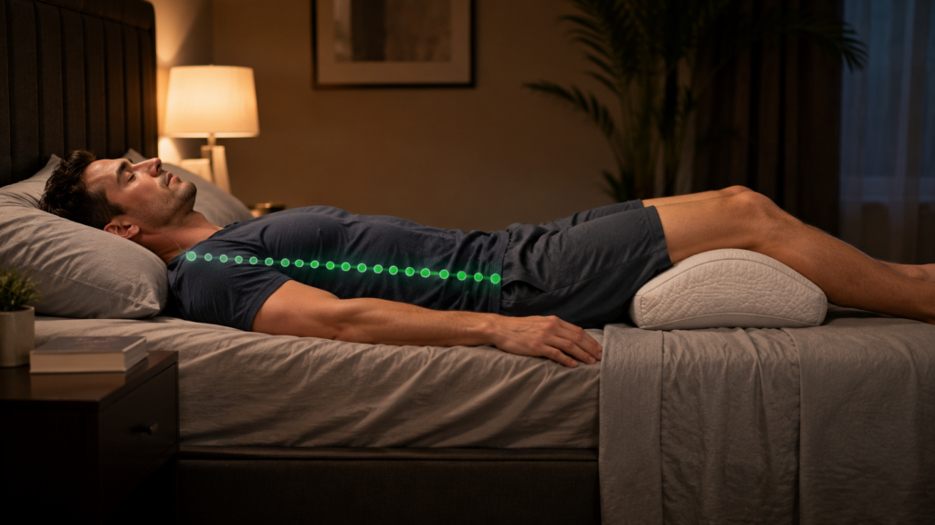 sleeping on back with pillow under knees for lumbar support