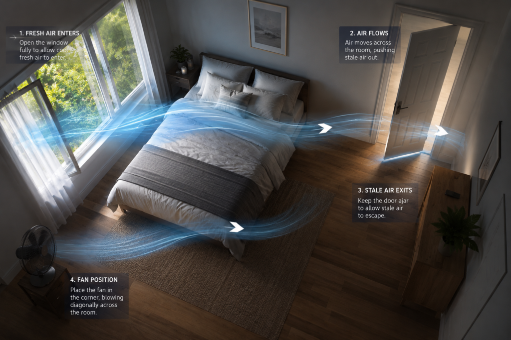 how to improve airflow in a bedroom naturally using cross ventilation