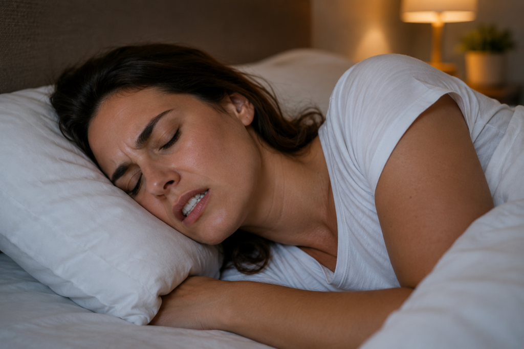 Subtle jaw clenching during sleep can cause significant muscular fatigue that surfaces as a morning headache — often misidentified as a tension or sinus headache.