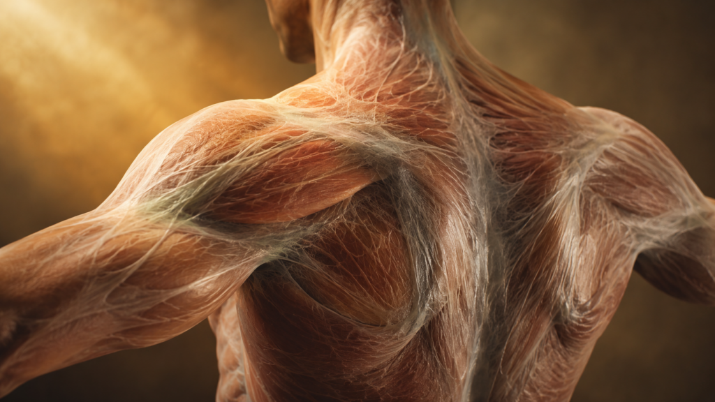 body stiffness after sleeping - diagram showing muscle and fascia tension from inactivity