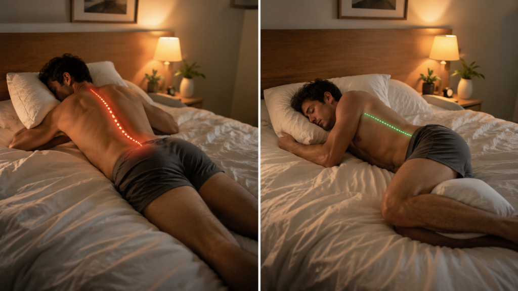 sleep position body pain - comparison of bad vs good sleeping postures
